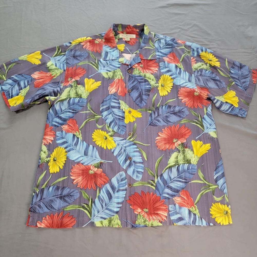 Tommy Bahama Hawaiian Camp Shirt Men's XL Tropical Floral Vibrant Colorful SS - Picture 2 of 6